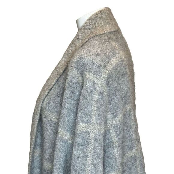 Eileen Fisher moon shawl collar coat with mohair plush melange windowpane print - Picture 8 of 14